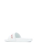 logo print embossed detail slide sandals