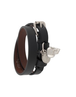 leather skull charm bracelet