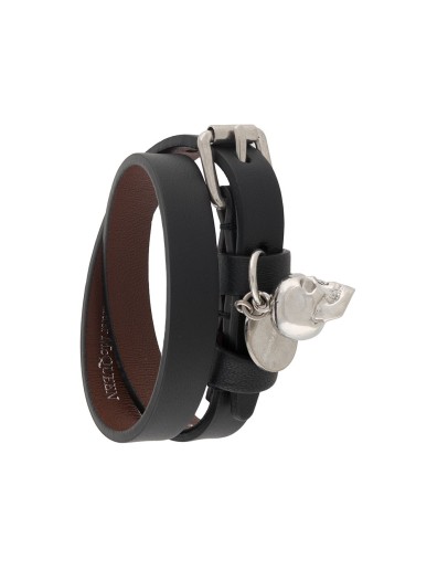 leather skull charm bracelet