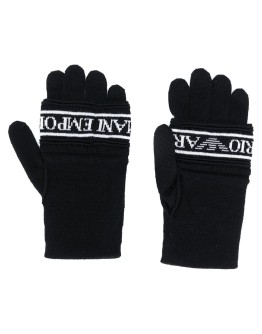 knitted logo gloves