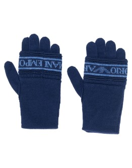 knitted logo gloves