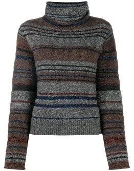 turtle neck striped knit sweater