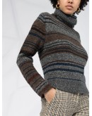 turtle neck striped knit sweater