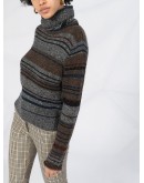 turtle neck striped knit sweater