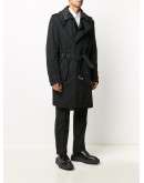 double layer belted trench coat