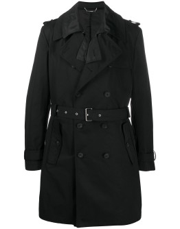 double layer belted trench coat