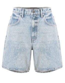 logo patch denim shorts