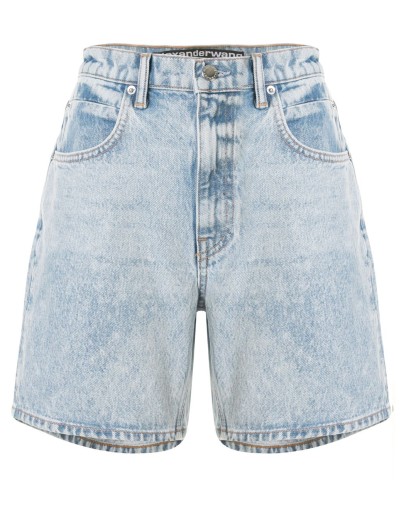 logo patch denim shorts