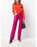 straight leg leather trousers