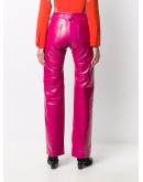 straight leg leather trousers
