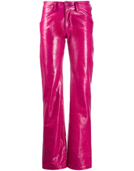 straight leg leather trousers