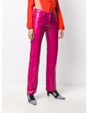 straight leg leather trousers