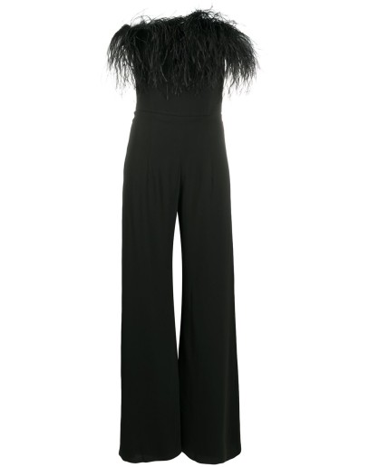 feather trim jumpsuit