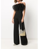 feather trim jumpsuit