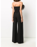 feather trim jumpsuit