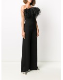 feather trim jumpsuit