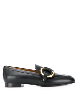 ring-detail leather loafers