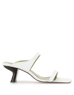 double-strap block heel mules