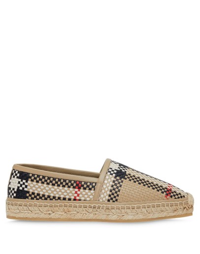 check-print latticed espadrilles