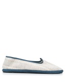 contrast-trimmed linen slippers