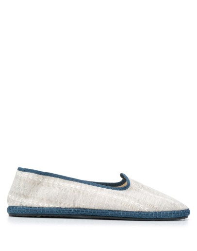 contrast-trimmed linen slippers