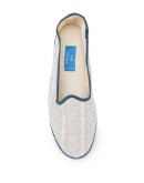 contrast-trimmed linen slippers