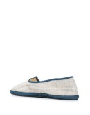 contrast-trimmed linen slippers