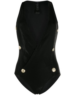 buttoned wrap swimsuit