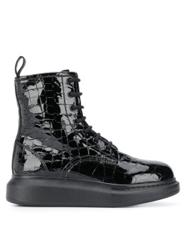 crocodile effect Hybrid lace-up boots