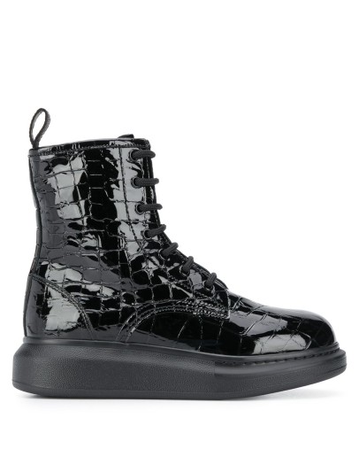 crocodile effect Hybrid lace-up boots