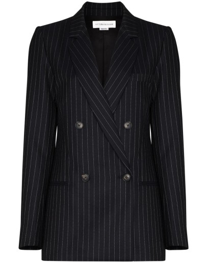 pinstripe pattern double-breasted blazer jacket