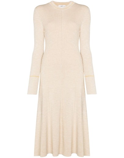 crew-neck knitted midi dress