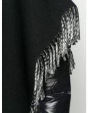 asymmetric fringed edge knitted poncho jacket