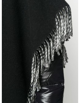 asymmetric fringed edge knitted poncho jacket