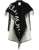 asymmetric fringed edge knitted poncho jacket