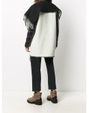 asymmetric fringed edge knitted poncho jacket