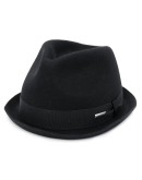 knitted logo plaque detail fedora hat