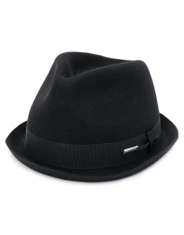 knitted logo plaque detail fedora hat