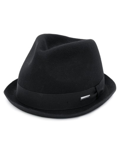 knitted logo plaque detail fedora hat