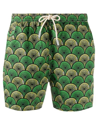 tile print swim shorts