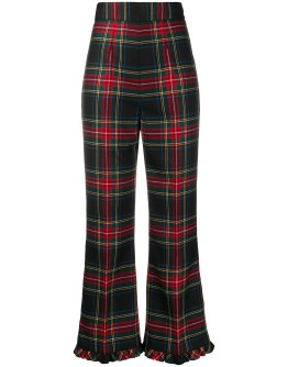 tartan-check cropped trousers