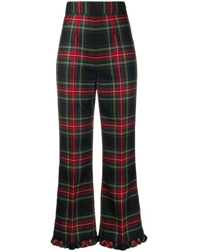 tartan-check cropped trousers