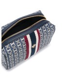 monogram print zipped make up bag