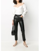faux-leather trousers