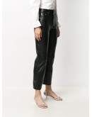 faux-leather trousers