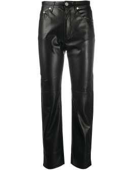 faux-leather trousers