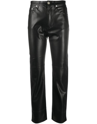 faux-leather trousers
