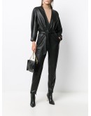 Healy belted leather jumpsuit