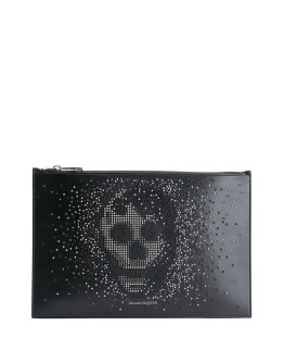 stud-embellished skull clutch