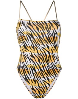 open-back tiger print swimsuit
